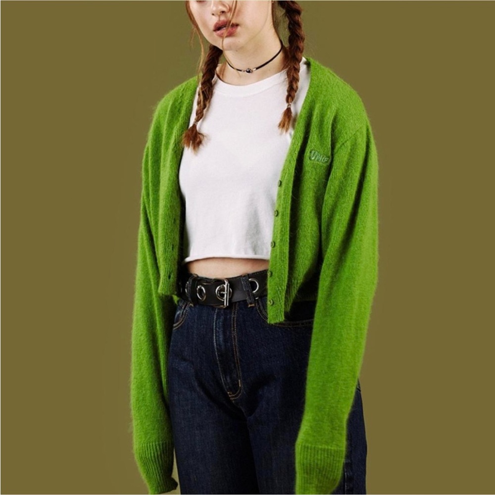 Green unif cardigan